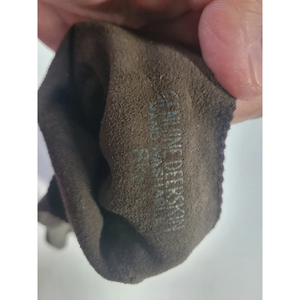 Vintage Genuine Deerskin‎ Leather Gloves Taupe Brown Whipstitch Sz 8.5 Hand Wash